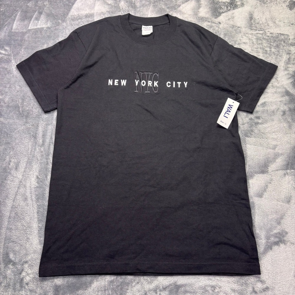 WALI NYC New York City T Shirt Men's Large Black Embroidered‎ Graphic Tee NWT